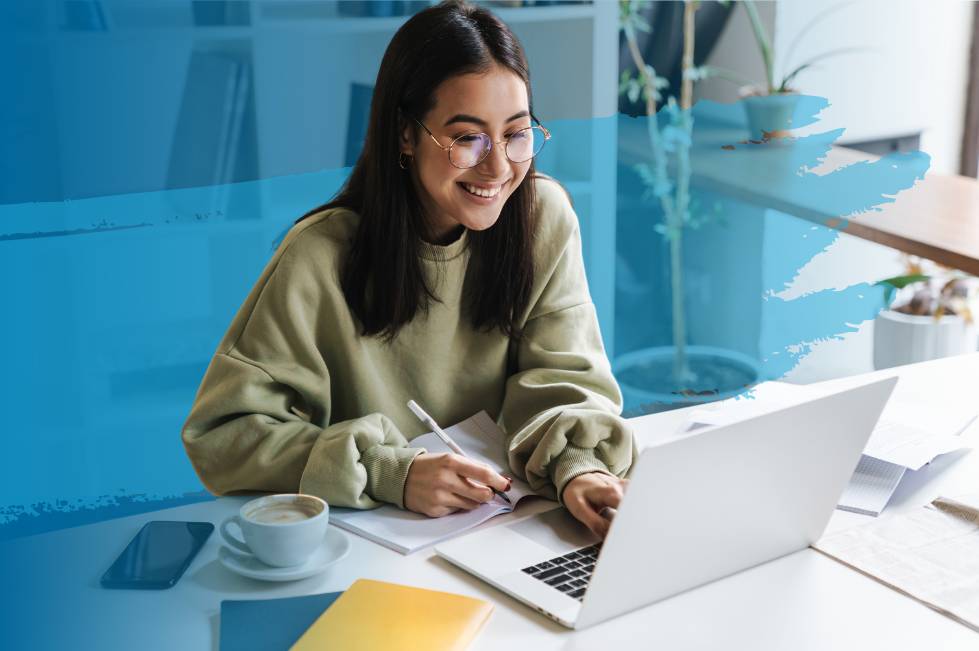 Student on a computer